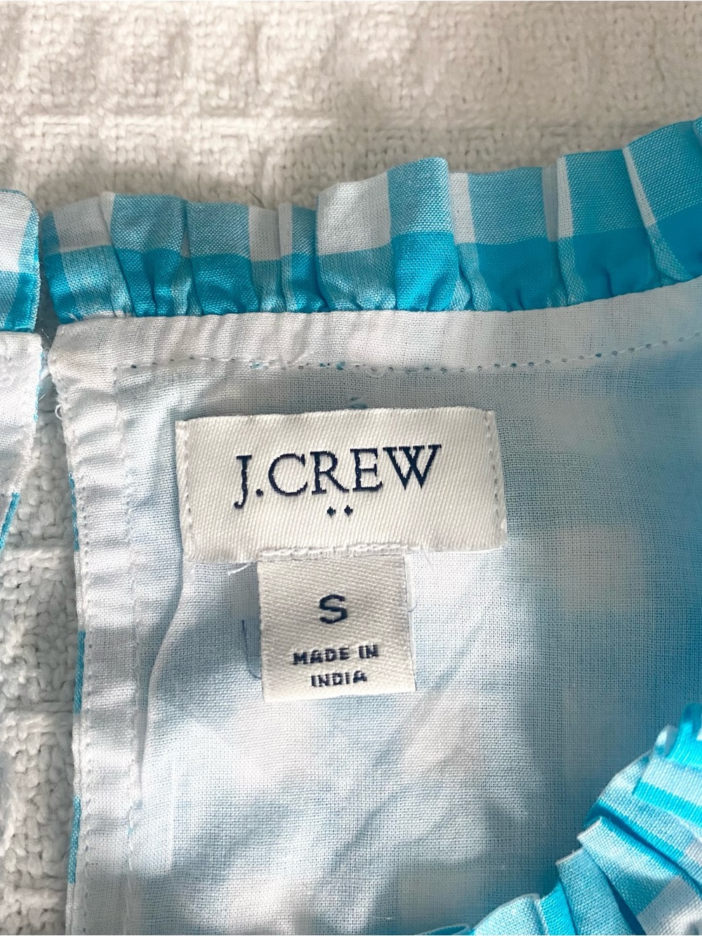 J. Crew Factory Turquoise and White Gingham Sleeveless Tank size Small - Picture 3 of 8